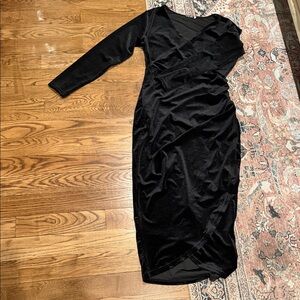 Elegant Black Velvet Wrap Dress